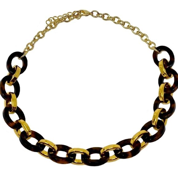 Tortoise Shell Goldtone Necklace - Picture 2 of 2